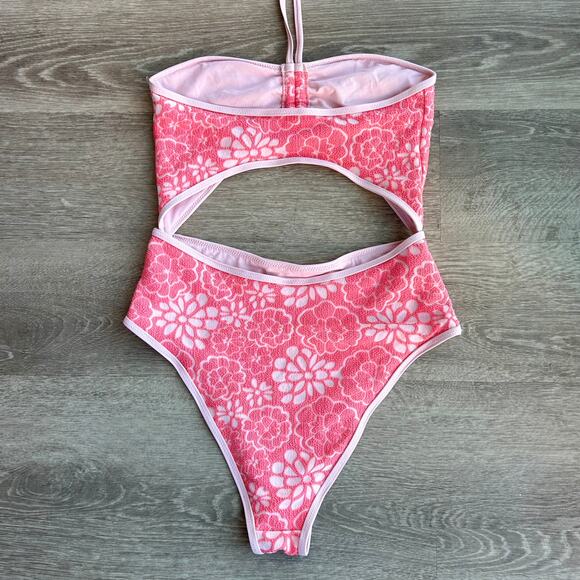 Urban Outfitters Out From Under Blossom Terry Cloth One Piece Swimsuit Pink - Picture 10 of 15